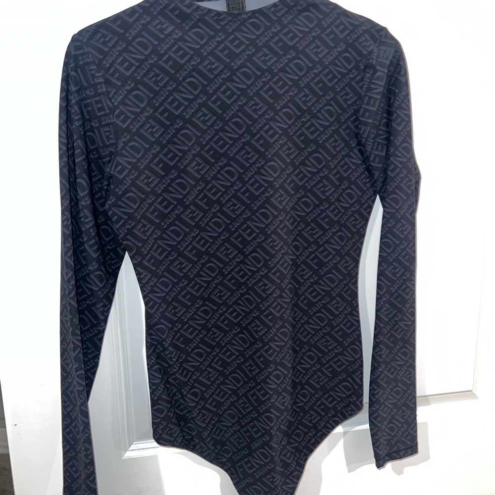 SKIMS x Fendi Black and Gray Logo Bodysuit